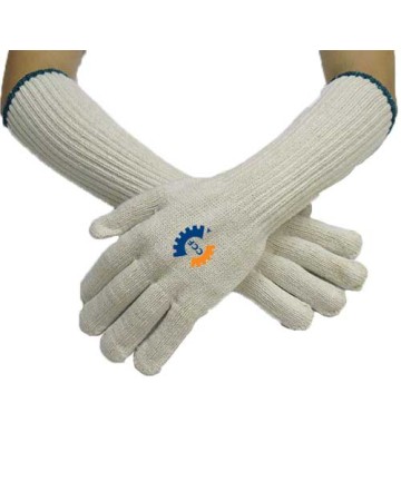 Custom Logo Long Cotton Safety Gloves for Industrial Use